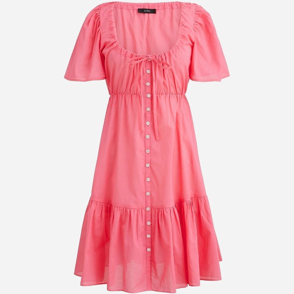 NWOT J Crew Cotton Voile Tiered Button-down Beach Dress Womens Medium